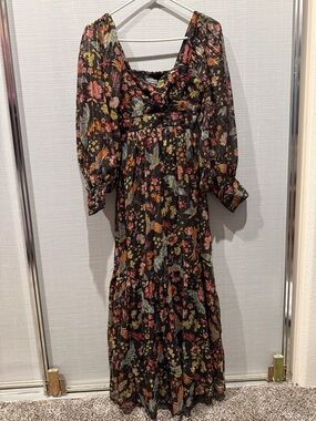 Angie Black Floral Maxi Dress